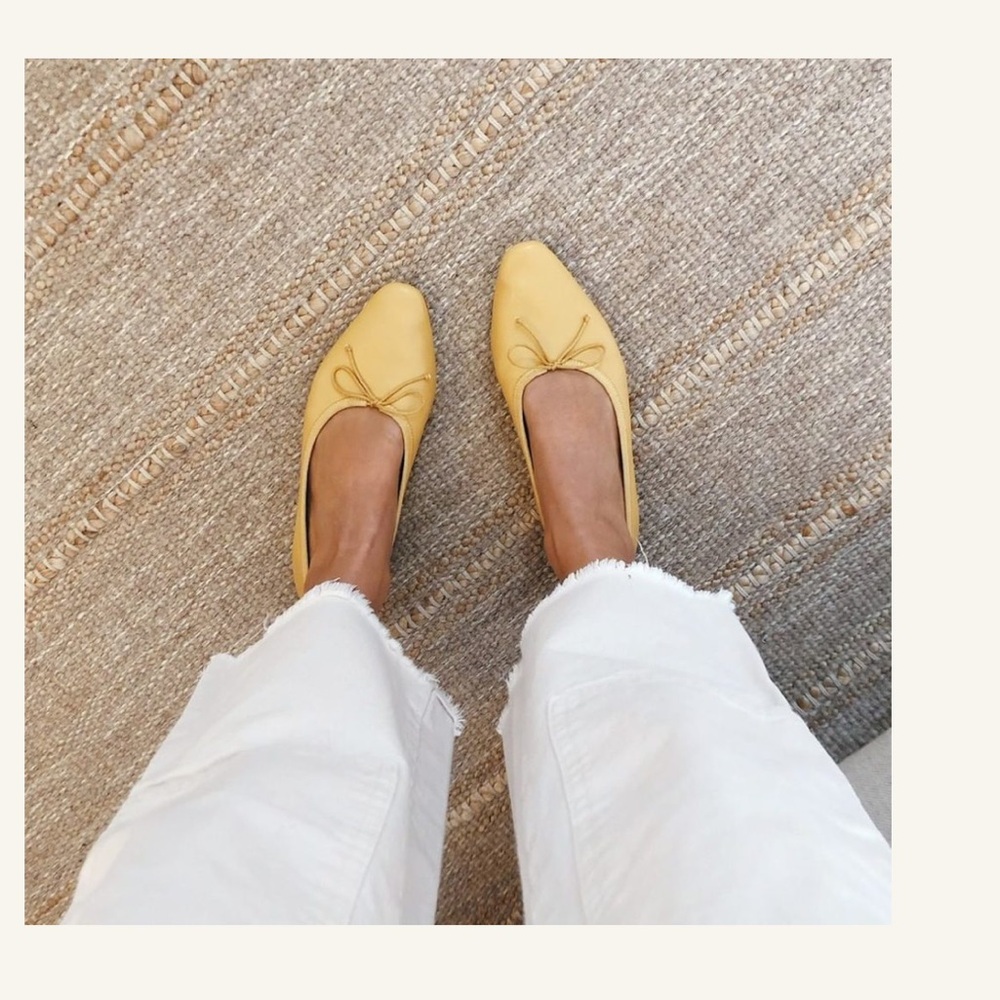Loeffler Randall Georgie Ballet Flats with Bow Detail - butter yellow